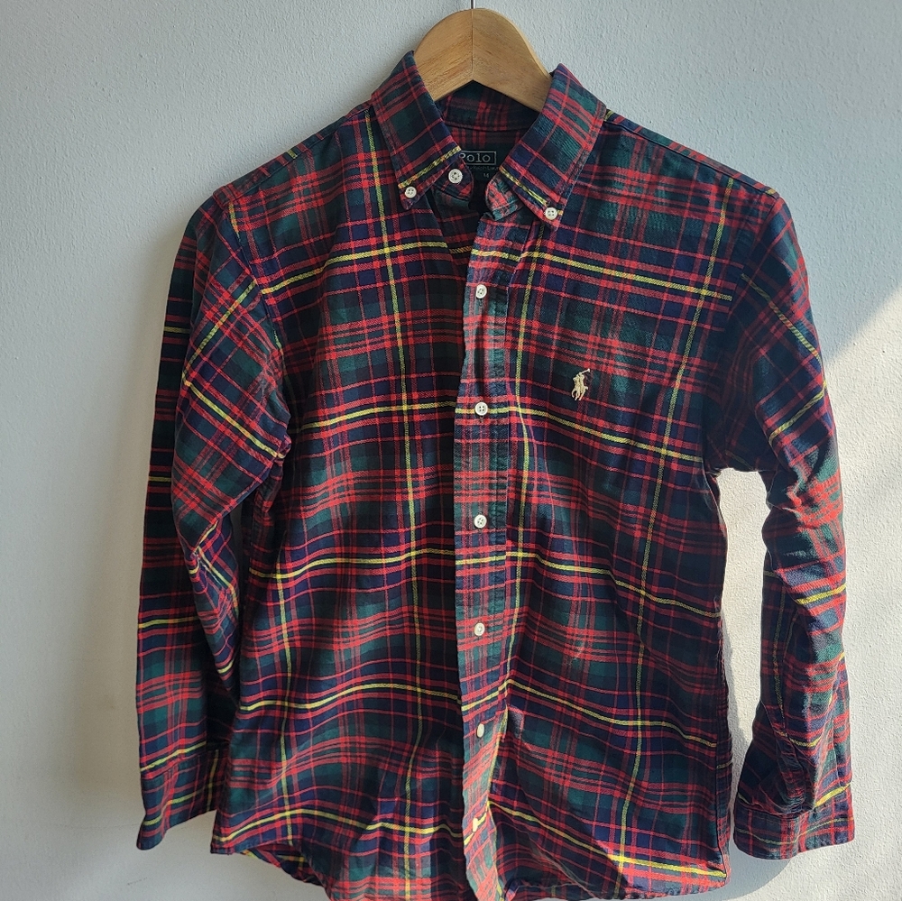POLO RALPH LAURENButton-Down Collar Checked Cotton-Size 14-